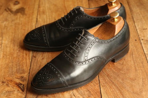 John lobb black leather oxford - leather,